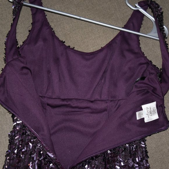 Deep Purple cocktail midi DRESS sequin embellished Suzi Chin S M 6 ERAS TOUR - Picture 10 of 13